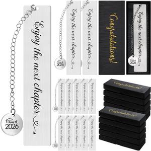 24set Graduation Gifts Bulk for Class of 2026 Students, Charm Bookmark with Gift Box Inspirational Grad Gifts for 2026 Senior High School Classroom Students Teacher Graduation Party Favors (Classic)
