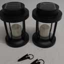 Solar Lantern Outdoor Indoor Use  Hanging Solar Lights with Realistic Flickering Flameless Candle, Weatherproof for Garden Decor, Patios, Trees, and Lawns (Black, 2 Pack)