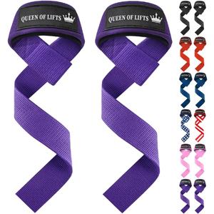 TECEUM Lifting Straps for Weightlifting Gym Strength Training - Wrist Straps with Neoprene Padded Cotton - Men & Women  Ideal for Powerlifting, Bodybuilding & Deadlifts (18" - Queen Of Lifts, Purple)