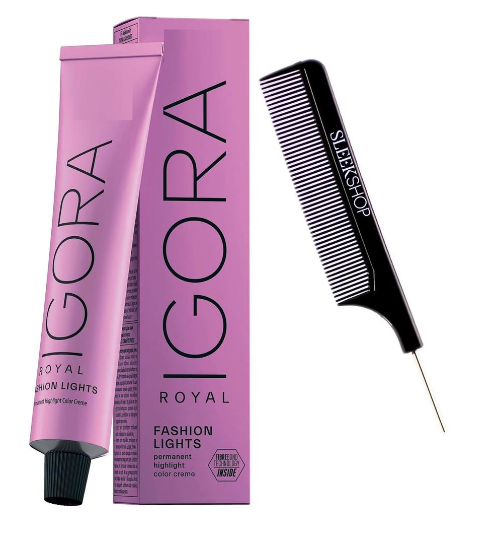 Comb + Schwarzkapf IGORA ROYAL (L-89 Red Violet) FASHION LIGHTS 2025-2026 Version (w/Sleek Comb) Permanent Cream Highlight Hair Color Dye L89