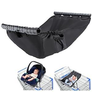 Shopping Cart Hammock, Hammock for Wagon Stroller, Holds Car Seats Securely, for Sleeping in Car Seat While Parents Shop, Easy Attach and Take Off, with Adjustable Straps for Security, Black