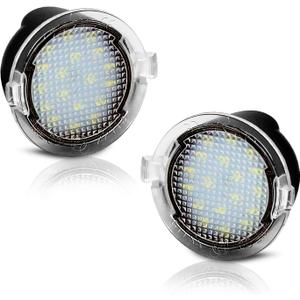PGONE 2PC Full LED Side Under-Mirror Puddle Light Lamp Assembly Replacement For F ord F-150 Expedition Explorer Edge Flex Fusion Taurus X Lincoln Mercury, (White)