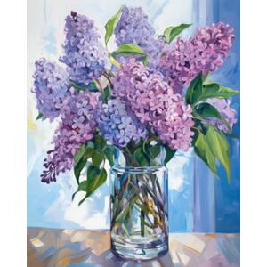 Tucocoo Paint by Number Blue Lilac in a Glass Vase Flowers DIY Painting On Canvas with Brushes Acrylic Paints Graffiti Paint by Numbers for Adults Kids Students Beginner 16x20 InchWithout Frame