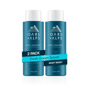 Oars + Alps Men's Moisturizing Body and Face Wash, Skin Care Infused with Vitamin E and Antioxidants, Sulfate Free, Fresh Ocean Splash, 2 Pack (13.5 Fl Oz (2 Pack))