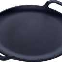 Victoria 10-Inch Cast Iron Comal Pizza Pan with 2 Side Handles, Preseasoned with Flaxseed Oil, Made in Colombia, Black