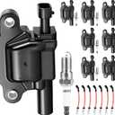 Autoexact Ignition Coil Packs & Iridium Spark Plugs & Wires Kit Fit for Chevy Silverado Tahoe Suburban 1500 Avalanche Express GMC Sierra Yukon Cadillac Escalade Pontiac Hummer 6.0L 5.3L, #UF413 8 Sets
