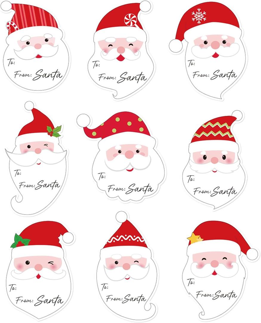Christmas Gift Tags Stickers, 96Pcs Christmas Gift Labels Stickers, Self-Adhesive Christmas Name Tags for Xmas Gifts Wrap Presents Boxes Decoration, 2 x 3 Inch (Santa Claus)