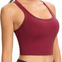 Lemedy Women Racerback Sports Bra Removable Padded Workout Yoga Crop Tank Top 4 (32) 1Pack