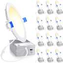 Ensenior 12 Pack 6 Inch LED Recessed Light, Dimmable, 3000K-5000K 3CCT, 1200LM High Brightness, 12W 120V, 3 Pin, ERL-12X-ETL, Damp Rated, Ultra-Thin Canless Wafer Ceiling Light - ETL & FCC & IC