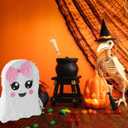 Cute Large Pink Halloween Ghost Piata White Spooky Ghost Piata with Stick and Blindfold Halloween Mexican Piata Birthday Party Game Supply Decorations Fillable for Candy,Toys,Treats