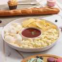 Chip and Dip Serving Set Divided Serving Platter Appetizers and Cheeses Serving Tray White Compartment Dishes for Party, Christmas, Dessert, Fruit, Candy, 13-inch Set of 2