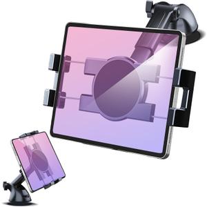 Dashboard & Windshield Car Tablet Mount Holder, Suction Cup Window Dash Phone Stand for iPad Pro 12.9/9.7/11/10.5/Air/Mini 6 5 4, Samsung Galaxy Tab, iPhone 16/15/14/Pro, 4.7"-12.9" Tab Phone