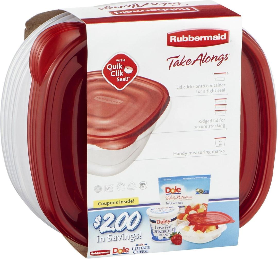 Rubbermaid 7F54RETCHIL 4 Piece Take Alongs Deep Square Containers