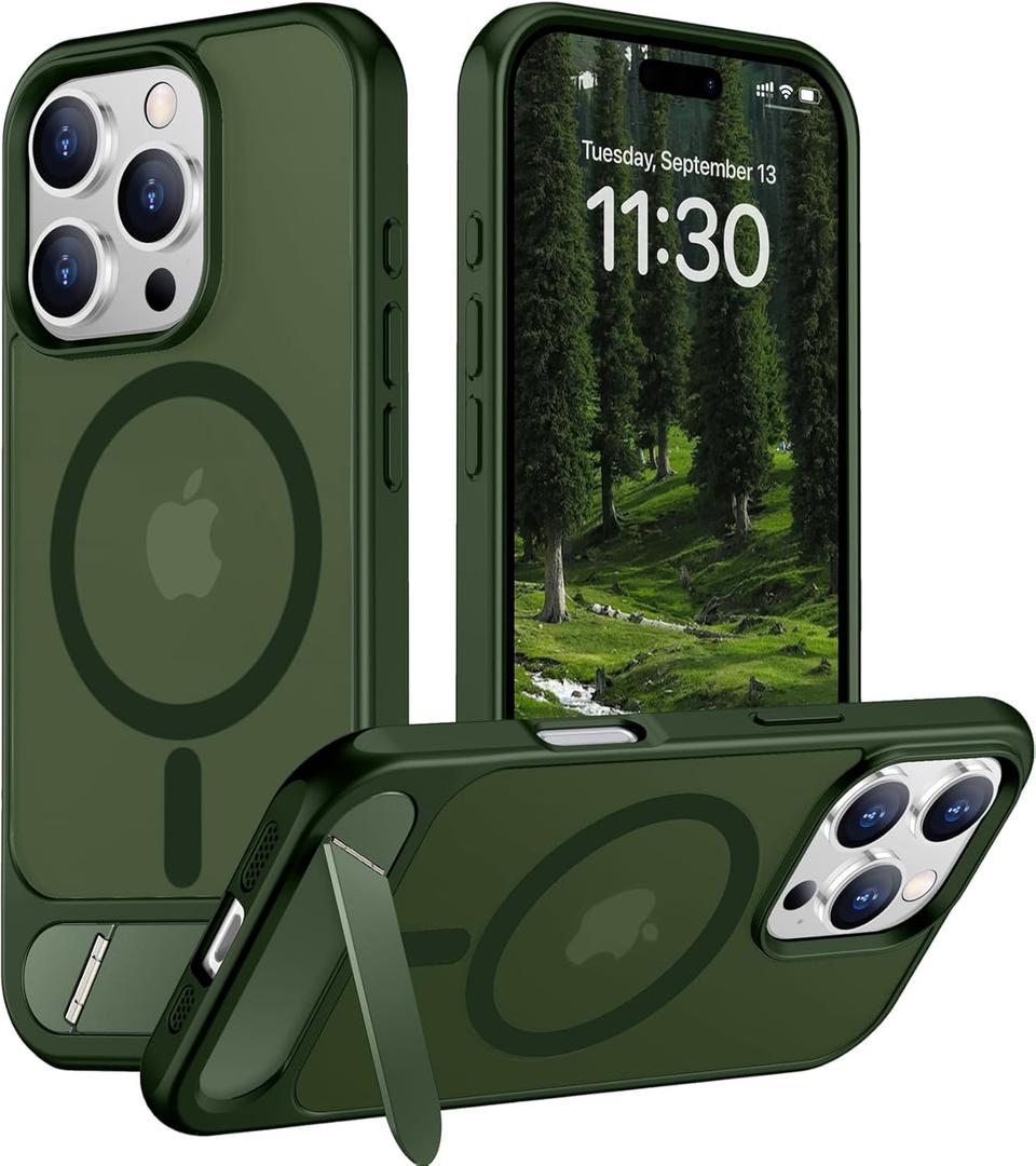 Magnetic Compatible with iPhone 16 Pro Case, [Built-in Invisible Kickstand][Compatible with MagSafe][Military Grade Shockproof] Slim Translucent Matte Phone Case for iPhone 16 Pro 6.3"