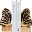 Vintage Brass Butterfly Bookends,Resin Book Ends for Shelves,Heavy Duty Decorative Bookends,Creative Book Stopper Holder Decor for Desk Home Office,Shelf Decoration,Gifts for Mother's Day