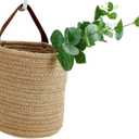 Wall Hanging Storage Baskets - Small Cotton Rope Woven Closet Storage Bins-Shelf Basket Organizer for Plants, Towels - 6.3" x 7" (Jute-Brown)