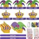 Soulchen 48 Sets Mardi Gras Crowns Jester Hat Craft Kit with Pompoms Diamond Stickers Mardi Gras DIY Paper Hat Crown Headpiece for Carnival Craft Favors Supplies Decoration