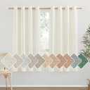 NICETOWN Flax Linen Blend Curtains for Bedroom, Vintage Grommet Top Semi Sheer Curtain Drapes Privacy Assured Window Treatment Light Reducing for Living Room, Off White, W55 x L63, Set of 2 (Cream)