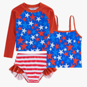 Funnycokid Girls Swimsuit 3 Pieces Long Sleeve Rash Guard Set Tankini Bathing Suits Summer Kids Swimwear 3-10 Years, Size -6T