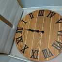 Constantplanet Brown Office Wall Clock Battery Operated Rustic Solid Wood Analog Clocks for Walls 20 Inch Silent Wall Clock Large