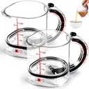 2 x 1 Pc 4 in 1 Adjustable Measuring Cup Multifunctional Cup with Adjustable Base & Scraper-style Seal Base, Space-saving Easy to Clean No Waste for Preparation, Baking, Cooking & Ingredients
