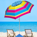 8FT Large Beach Umbrella with Level 7 Wind Resistance, Sand Anchor, Portable Outdoor Umbrella with UPF50+ UV Protection, Tilt Sun Shelter for Beach, Patio, Yard