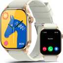 Smart Watch for Women, Bluetooth Call, 2.04" AMOLED Display, 24/7 Heart Rate, Blood Oxygen Blood Pressure Sleep, 136+ Sports Modes, IP68 Waterproof Fitness Tracker, Smartwatch for Android iOS, Beige