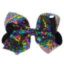 Love Fairy Girl's 8'' Fashion Big Bow Hairpin Sequins Hair Clip for Daily Life Travel Party Festivals (Black Colorful)