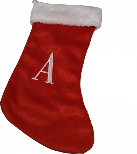 Christmas Stockings with Initials, Letter A Embroidered Xmas Stockings, 18" Large Monogram Knitted Xmas Stocking, Christmas Party Fireplace Family Hanging Stocking Decorations 1Pcs Red-Whitei