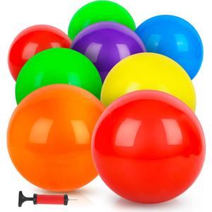 AMOR PRESENT 8PCS Inflatable Playground Balls, 8.5Inch Bouncing Sensory Balls with Hand Air Pump, for Kids Birthday Parties