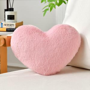 Heart Pillow Pink Throw Pillows Decorative Pillows for Bed Couch Cute Faux Rabbit Fur Small Pillow for Women Valentine Anniversary Fall Halloween Christmas Home Decor (Mini, 13"x10")