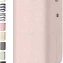 BALEINE Laundry Hamper with Lid, Tall Laundry Baskets with Bamboo Pull Handles, Large Laundry Bin with Internal Support (18 Gal/70L, Pink)