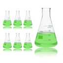 Utile Glass Erlenmeyer Flask Set, 500ml Narrow Mouth Erlenmeyer Flasks, 6pcs of Borosilicate 3.3 Glass Conical Flasks for Laboratory with Printed Graduation, 4016.0500.6