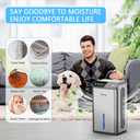Dehumidifier for Home 1000 sq.ft - Small Quiet Dehumidifier with Auto Shut Off, Aromatherapy, 3 Gear Timer, Sleep Mode, 7-Color LED Light, Drain Hose for Bedroom, Bathroom, Basement, RV(Matte Silver)