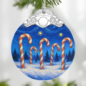 Starry Night Stained Glass Ornament, Christmas Ornaments  Christmas Tree Ornament, Holiday Decor, Xmas Stocking Stuffers, Gift Idea, Gifts for Art Lover, Coworker, Friend, and Family - Candy Canes