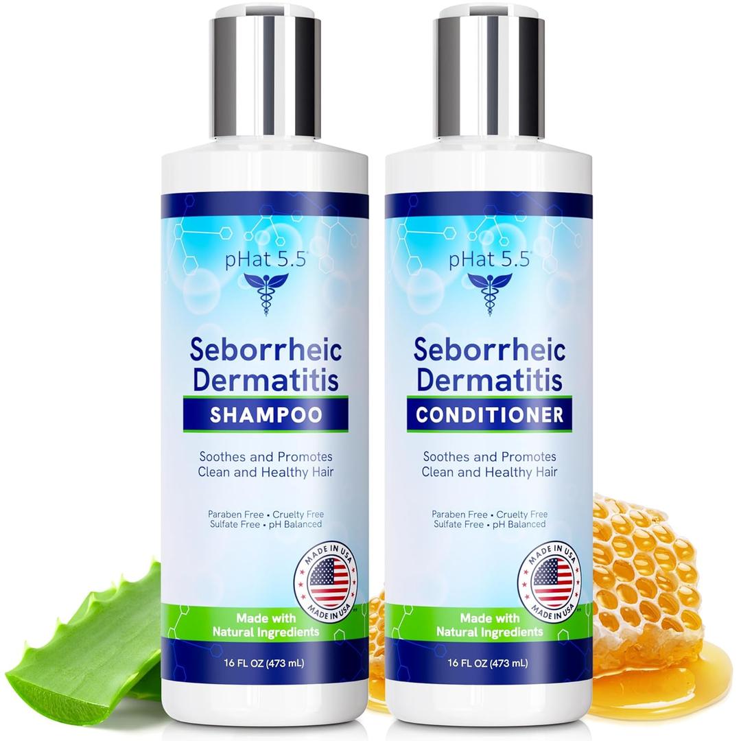 Sulfate-Free and Fragrance Free Shampoo and Conditioner Set, Safe for Seborrheic Dermatitis, To Soothe Dry and Itchy Scalp - Anti-Dandruff Shampoo and Conditioner for Dry Scalp (16oz) (16 Fl Oz (Pack of 2))