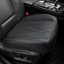 Luxury Faux Leather Car Seat Cover Front Bottom Seat Cushion Cover, Anti-Slip and Wrap Around The Bottom, Fits 95% of Vehicles (Black) (1P)