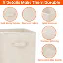 Criusia Storage Cubes - 11 Inch Heavy Duty Fabric Storage Bins for Shelves Closet Cube Organizer - 2 Pack Collapsible Cube Storage Bins Baskets for Clothes Blankets Toys - Nursery Organization (Beige)