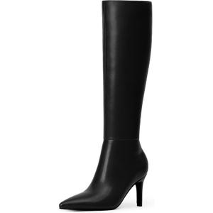 Modatope Knee High Boots Women Pointed Toe Tall Boots Stiletto High Heel Long Boots Side Zipper Dress Fashion Boots Shoes (6, Black Pu)