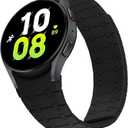 Magnetic Band Compatible with Samsung Galaxy Watch 7/FE/6/5/4 Band 40mm 44mm/Galaxy Watch 5 Pro 45mm/Watch 6 4 Classic 42mm 46mm 43mm 47mm, 20mm Silicone Sport Strap for Women Men, Black
