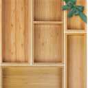 Bamboo Drawer Organizer Set, 5 PCS Multi-Use Individual Wood Storage Organizers, Junk Drawer Divider and Storage Trays Containers for Kitchen, Bathroom, Office Desk, Makeup, Jewelry, Utensils