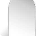 20" x 30" Silver Arched Mirror, Modern Aluminum Alloy Metal Frame, Arch Bathroom Vanity and Wall Decor Mirror for Bathroom, Living Room, Bedroom, Entryway