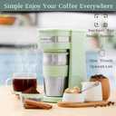 Mixpresso Green Personal Single Serve Coffee Maker with 14oz Travel Mug, Drip Small Coffee Maker with Auto Shut Off, Reusable Filter, Works with Ground Coffee Only Not for K-Cup Pods