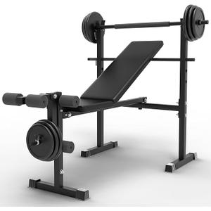 DHT Weight Bench, Adjustable Weight Benches for Home Gym, Workout Bench with Fast Folding, Incline Decline Bench Press for Full Body (Black)