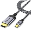 QGeeM USB C to HDMI 2.0 Cable Adapter, Braided USB 3.1 Type-c 4K@60Hz(Thunderbolt 3/4) Compatible for iPhone 15 Pro Max, iPad Pro,MacBook Pro, iMac, Pixel,Galaxy, Surface,Dell,HP,Thinkpad,HDMI USB-C