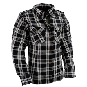 Milwaukee Leather Women’s Motorcycle Plaid Armored Flannel Riding Shirt with Aramid Fiber Reinforced and CE Armor - Large