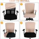 Tallew 4 Pcs Office Chair Covers Set Computer Universal Protective Stretchable Chair Seat Covers Desk Armrest Slipcovers Pads Office Cushion Backrest for Rotating(Camel)