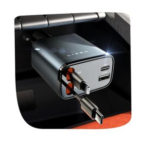 LISEN Retractable Car Charger, for Valentines Day Gifts for Him Her, 69W Cars Adapter USB C Fast Charger for iPhone 17 15 12, Car Accessories Gadgets for Men, Anniversary Birthday Gifts for Men Women