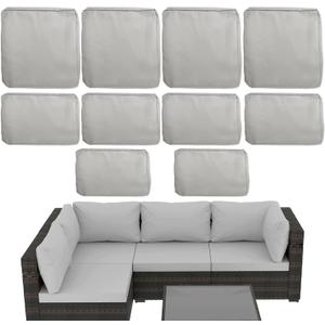 Outdoor Cushion Covers Replacement 10 Pcs Patio Cushion Covers fit for 4-Seater Wicker Rattan Sectional Couch Sofa Outdoor Cushion Slipcovers Set Seat and Back Cover Only, Grey Heather