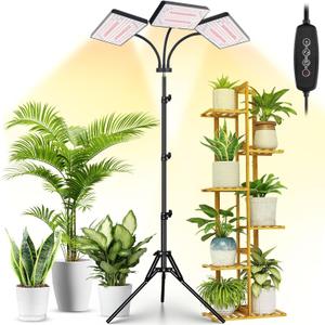 2024 LBW Grow Lights for Indoor Plants with Stand, 642 LEDs Full Spectrum Standing Plant Light, Tall Floor Plant Lamp with 3/6/12H Timer, 6 Brightness, 3 Modes, 63 " Adjustable Tripod